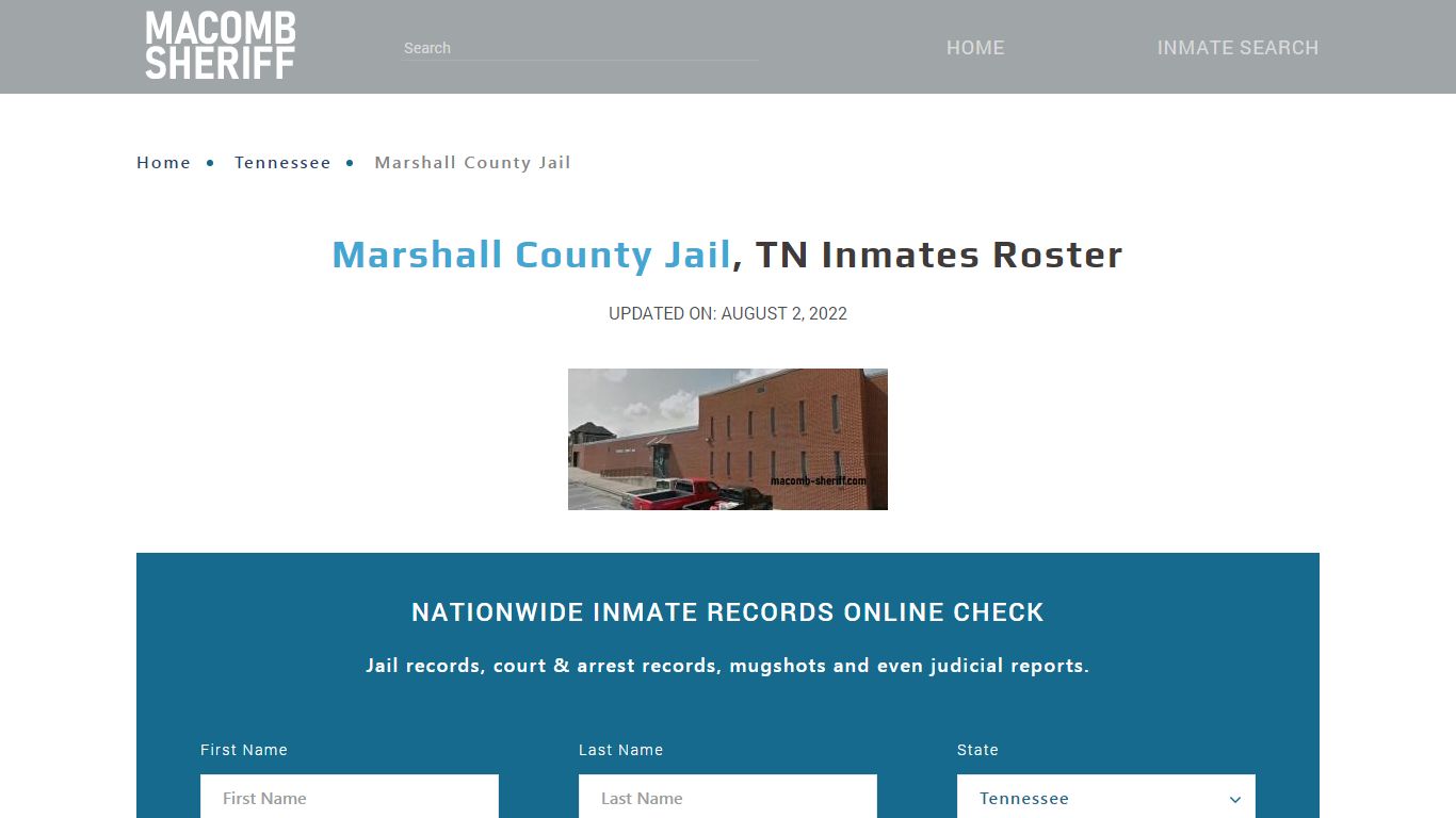 Marshall County Jail, TN Jail Roster, Name Search